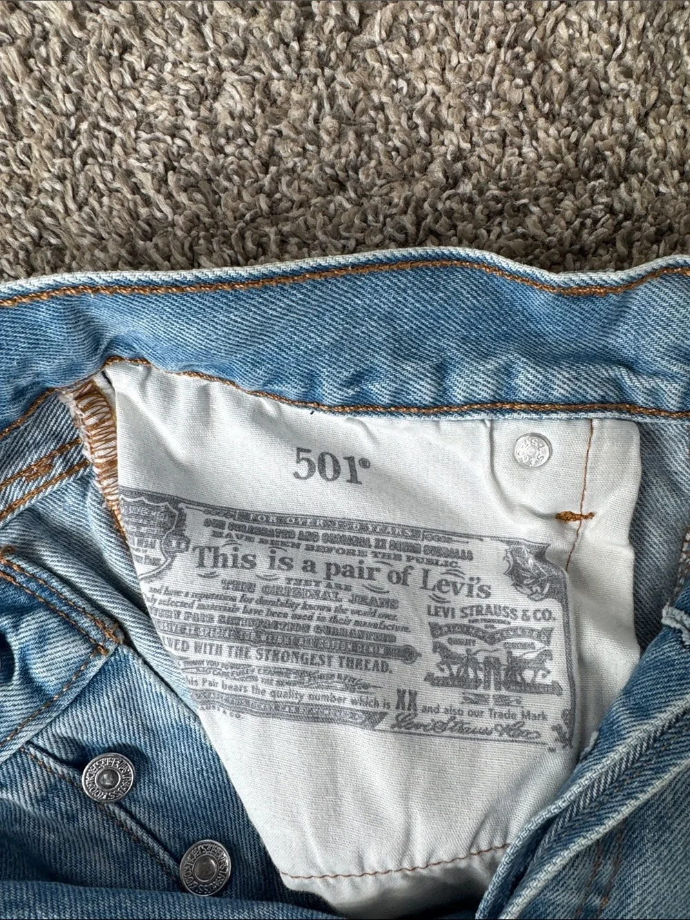 Levi's Light Blue Distressed Denim Shorts